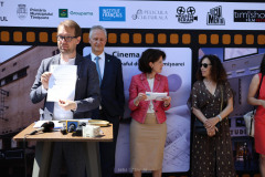 Punerea pietrei de temelie in renovarea Cinematografului Studio, cu participarea Excelentei Sale, Doamna Laurence Auer, Ambasadoarea Frantei în Romania, Timisoara, miercuri 9 iunie 2021. Seba Tataru / FOTO COLORATA