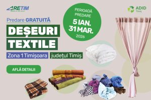 RETIM și ADID Timiș anunță prima campanie din 2026 de colectare a deșeurilor textile cu predare GRATUITĂ în Zona 1 Timișoara