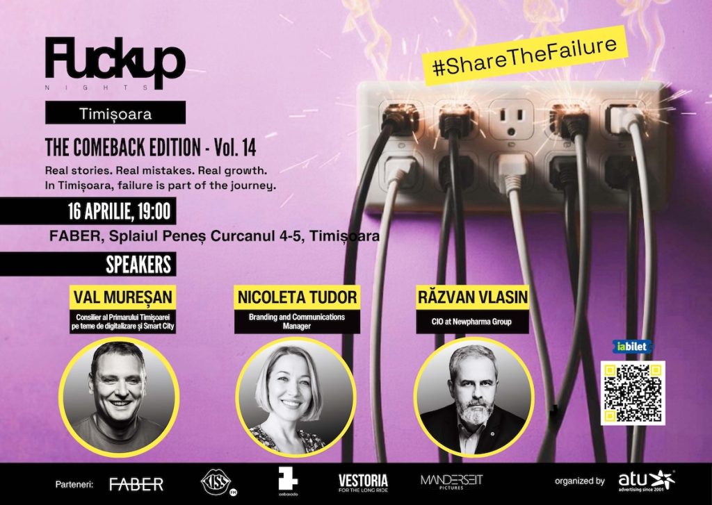 Eșecul, pus pe scenă la Timișoara: Fuckup Nights revine cu o nouă ediție