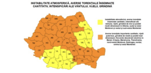 Cod portocaliu de furtuni în Timiș. Vijelii și grindină până vineri dimineață