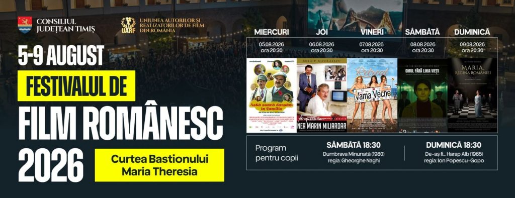 Festival de film românesc la Timișoara. Proiecții gratuite, timp de cinci seri, la Bastionul Maria Theresia